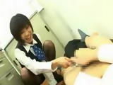 Japanese office lady teases CFNM masturbating coworker