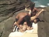 Tourist Girl Gets Anal Fucked By Two Locals On The Beach