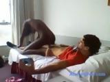 Slutty African teen rides dick on interracial amateur video