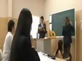 Nudist invisible Japan schoolgirl class strip prank