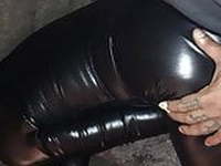 Anal fuck in leather catsuit