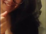 Asian Whore Justine Blows White Cock gets Cum on Glasses