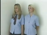 Blonde teen schoolgirls spanked naked