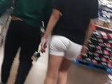 Candid ass in white spandex