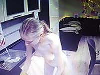 Nude couple at home in living room and kitchen (Spy-Mobile)