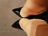 Black patent heels and nylons