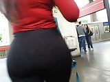 Big Ass in black leggings almost see thru candid