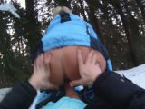 Cocksucking snowbunny banged in the cold