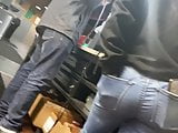 Ebony teen plumped booty in jeans at work 