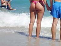 Thong bikini at the beach